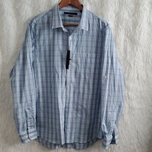 New Perry Ellis Long-sleeve blue dress shirt Sz XL